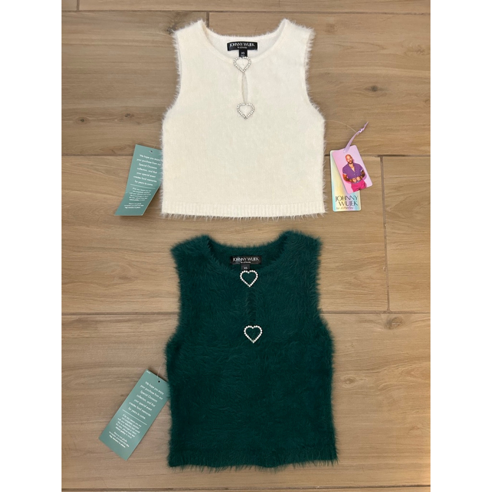 NEW Set of 2 Johnny Wujek Fuzzy Crop Top XS $98